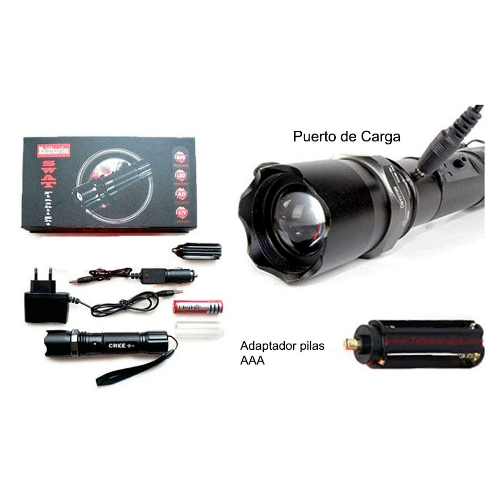 Linterna Recargable con Zoom Luminoso
